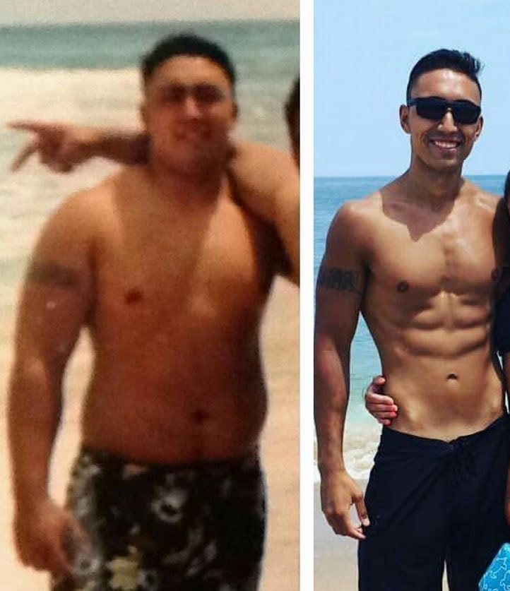 Side-by-side before and after transformation photo, shown full and uncropped